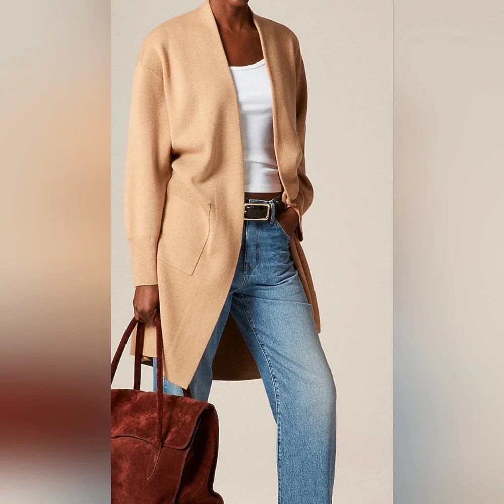 J. Crew Long Sweater Blazer with Side Slits Size Large NWT